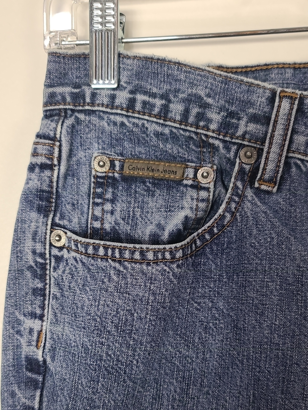 RARE Calvin Klein CK 412 Calvin Boot Doublestone Classic Mid-Rise Blue Jeans 6 - Picture 7 of 14